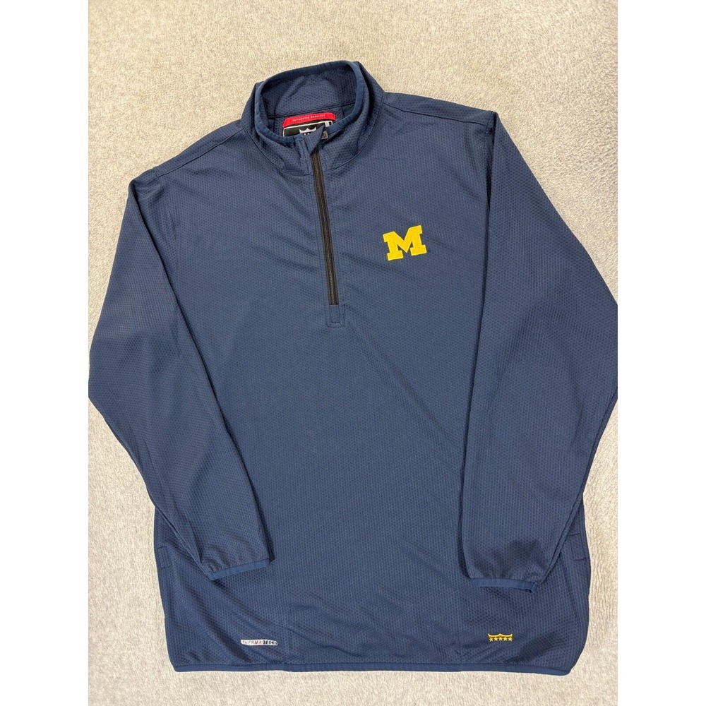 Michigan Wolverines Franchise 1/2 Zip Campus Pullover Shirt (Men's‎ Large) Blue